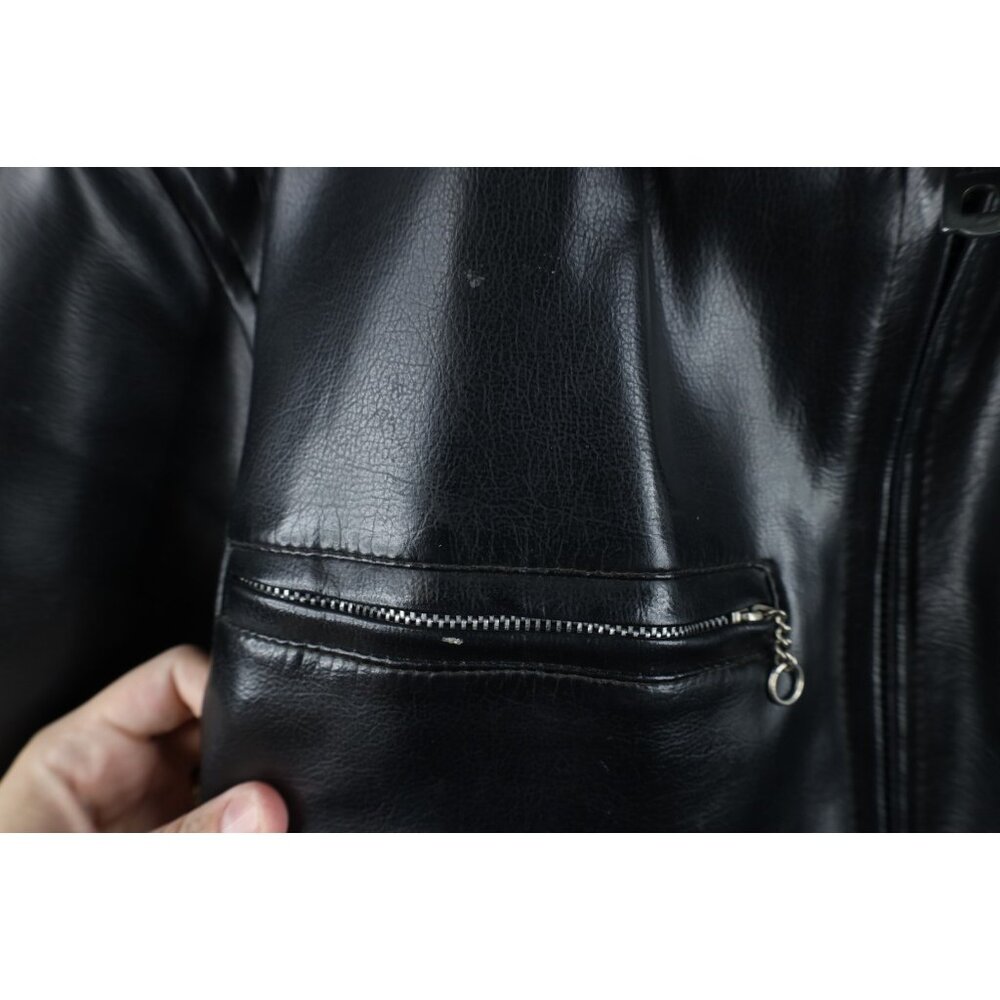 Vtg 70s Streetwear Mens Medium Distressed Faux Leather Motorcycle Jacket Japan - Picture 8 of 16